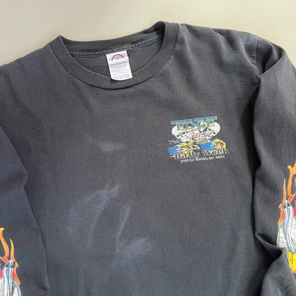 Medium 2007 Biker Rally Flame Sleeve T-shirt